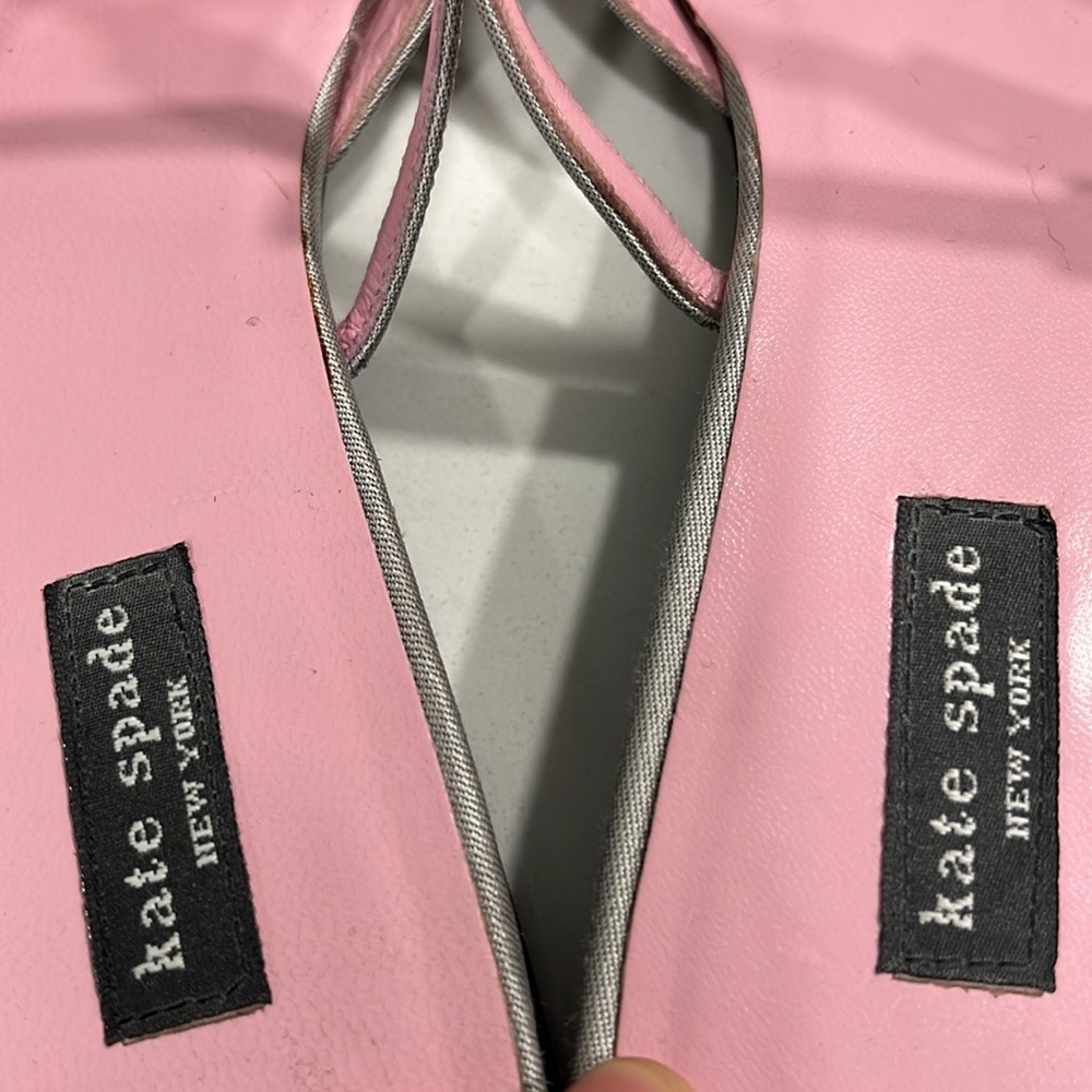 Kate Spade Soft Gray Dupioni Silk Square Toe Strap Low Heel - Picture 12 of 14